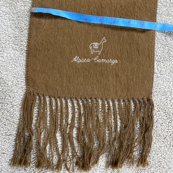 New Alpaca Camargo Woven 100% Alpaca Fringe Camel Brown Scarf Made in Peru ! - Picture 9 of 10